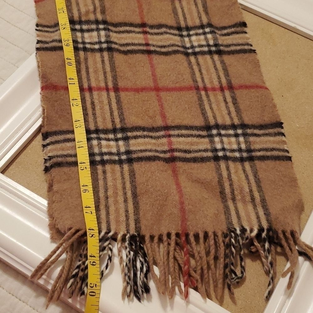 Tan Plaid Fringed Scarf Wrap Classic Tartan Check Neutral One Size - Picture 5 of 5